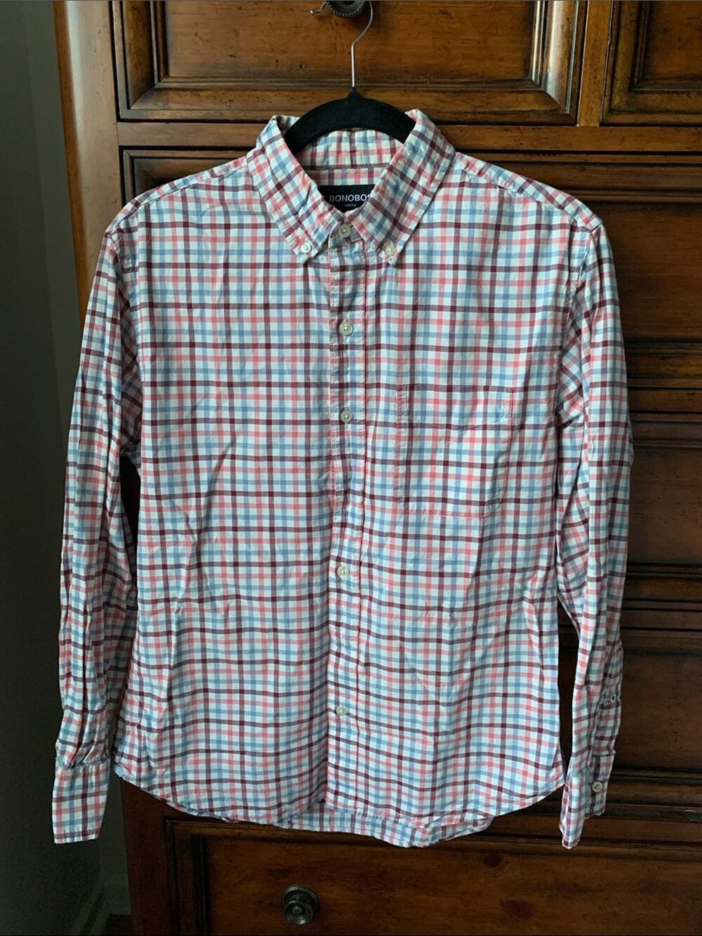 Bonobo Men's Pink & Blue Plaid Button-Down Shirt
